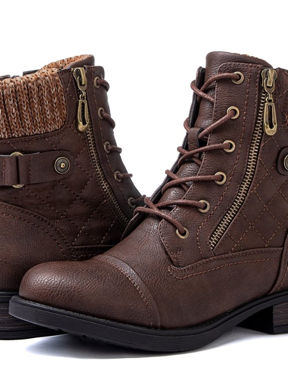 Women's Combat Boots Lace Up Boots For Women Ankle Booties With Low Heel Fashion